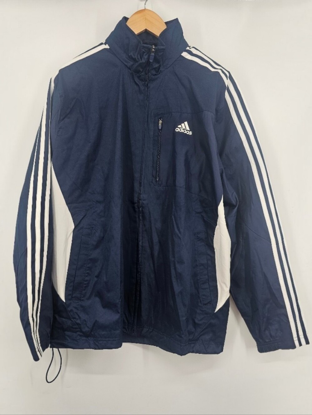 Adidas Drive 2 Jacket Windbreaker Track Jacket Navy White 3 Stripe NWT Men's L